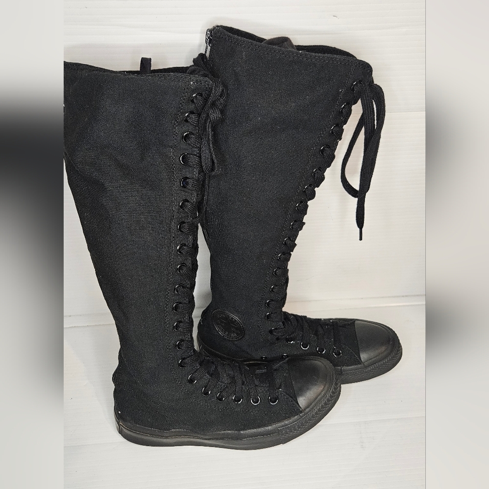 Y2K Black Knee-High Converse Sneakers Women’s Size 8 – Bold Red Laces, Retro Y2K - Picture 7 of 16